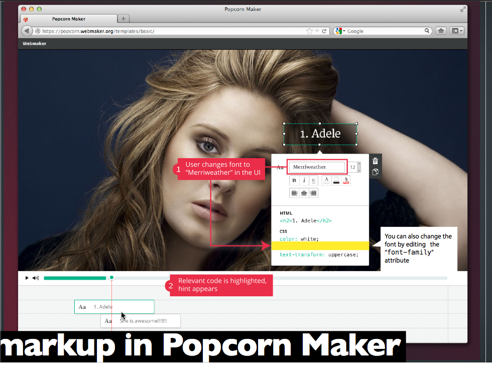 Markup in Popcorn Maker