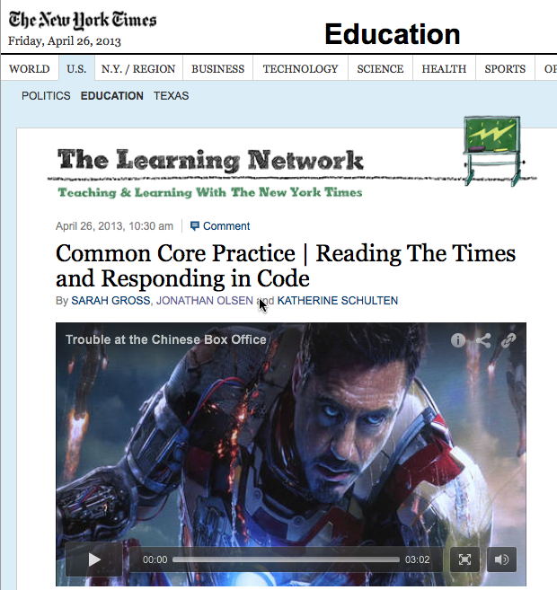 The NYT -- Common Core